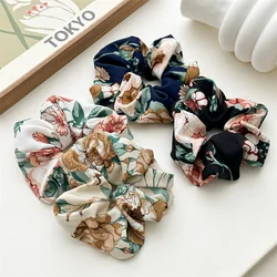 Korea oversized Print Scrunchies For Women big Flower Hair Bands Girl Elastic Hair Tie Large Pink Hairband crunchy for hair Rope