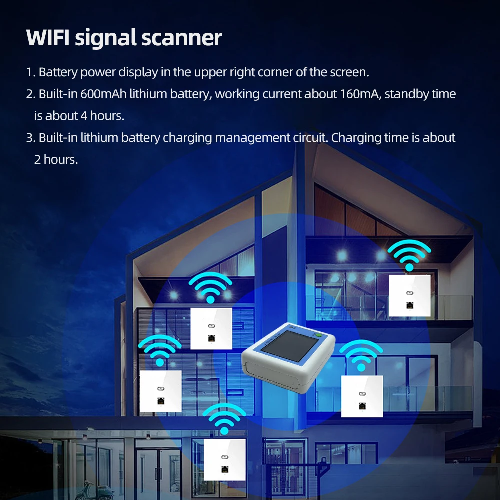 

Dual Band Wireless Network Scanner with 2.4 Inch TFT Display WiFi Analyzer and Router Management Tool