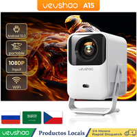 Vevshao A15 Smart Projector Portable Android 13 Projector Dual WiFi Auto Keystone Focus Pocket Beamer Home Meeting Video Cinema