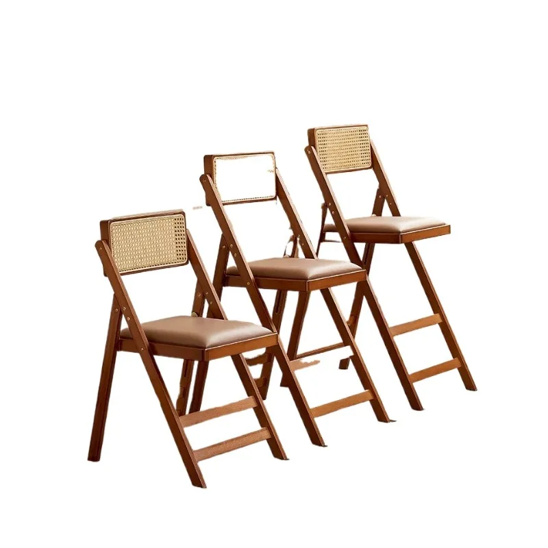 

Folding Bar Chair Modern Simple Bar Stool Solid Wood Bar Restaurant Japanese Rattan Chair Back Stool