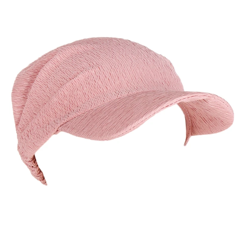 Summer Sunscreen Turban Caps Solid Color Headscarf Hat Chemo Hair Loss Cap Head Wear for Home Outdoor Women Lady