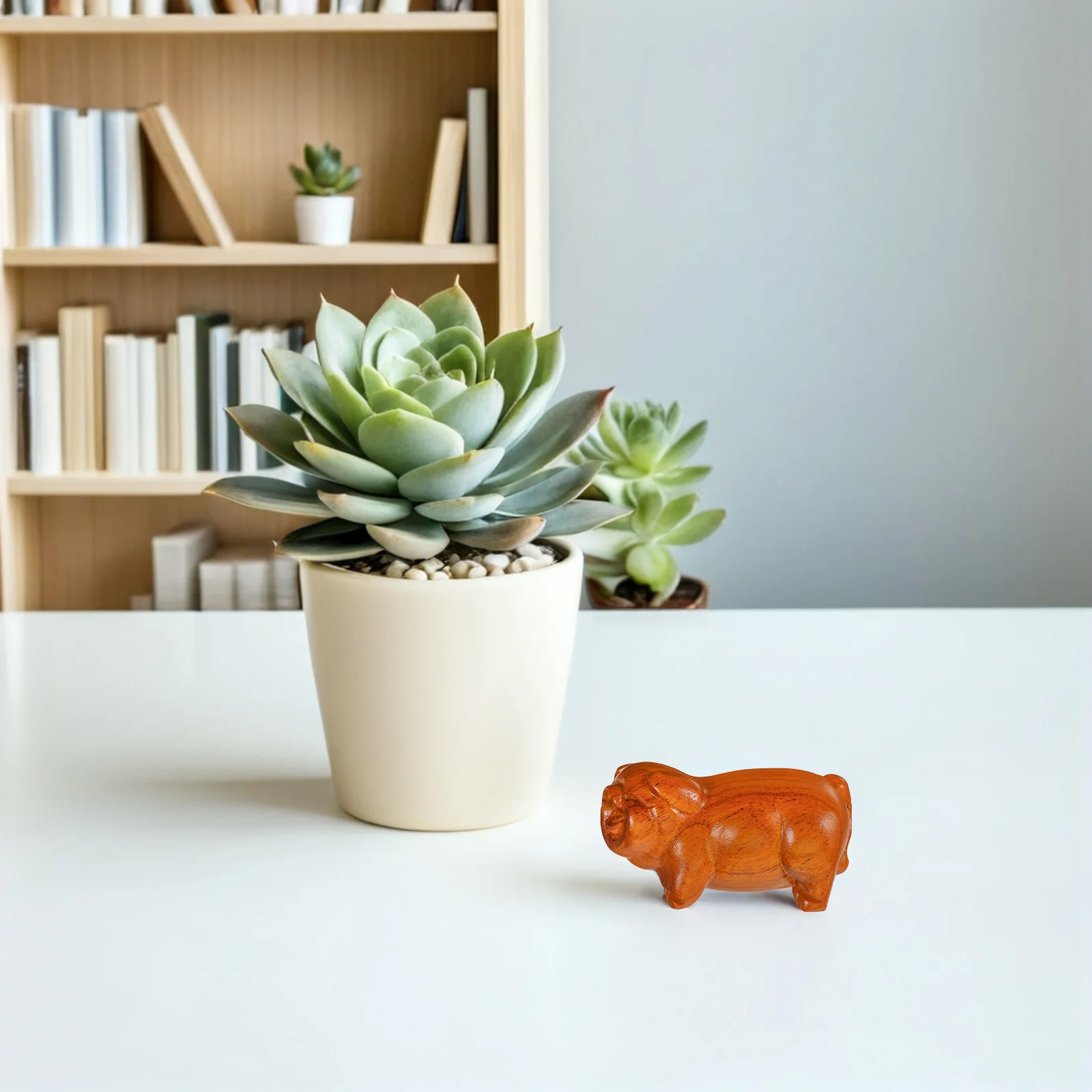 

Wood Carved Lucky Small Wooden Ornament For Home Decor Desktop Craft Pig Statue Wooden Piggy Decor Miniature Carving