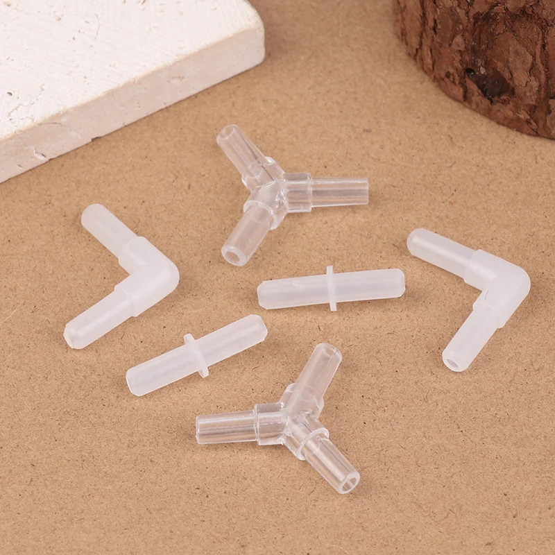 10Pcs Aquarium Airline Tubing Connectors Plastic Valve Joints Fish Tank Transparent Air Tube Adapters Designed