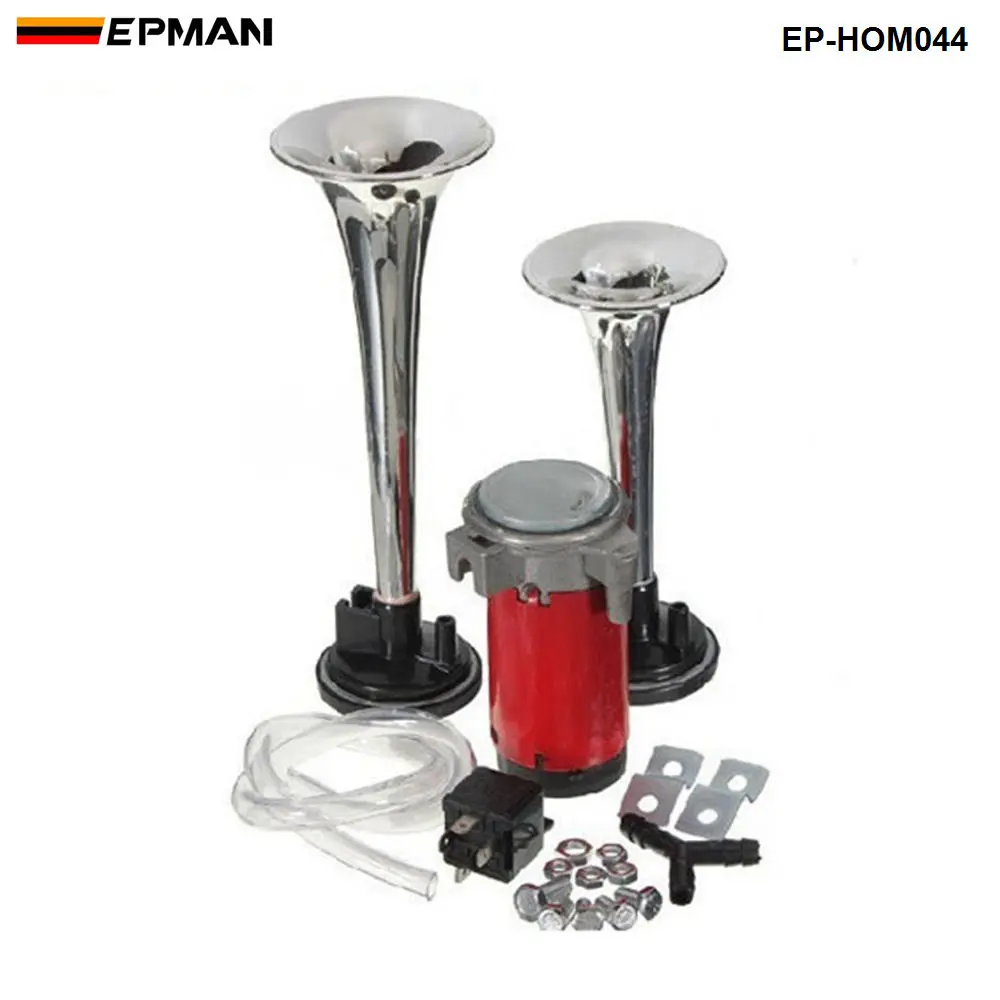 EPMAN 12V Twin Tone Air Horns Kit For Car,Boat,Van,Truck Loud Horn/Trumpet Set For Seat 2001-2006 EP-HOM057RED