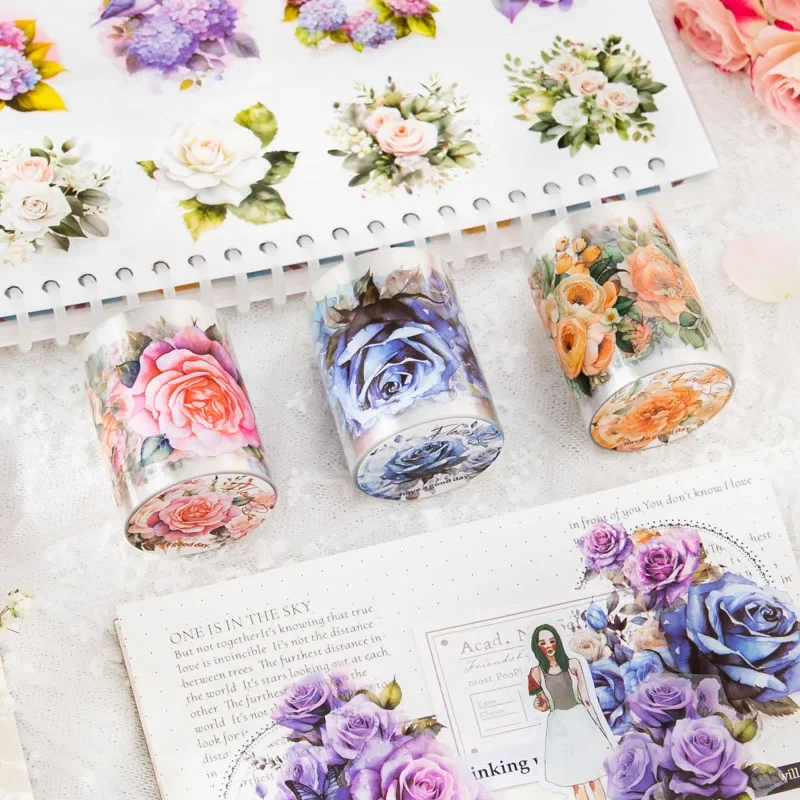 Mr. papel-Pet Washi Tape, Série Flower Garden, Conjunto de Fita Decorativa, Adesivo DIY para Amantes de Plantas e Flores