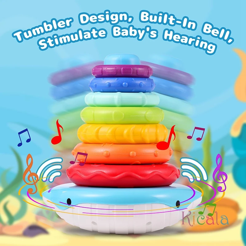 Rainbow Stacker Rings Toy Roly-Poly Base Stacking Rings Baby Toys Sensory Montessori Toys Fine Motor Skills Educational Toys
