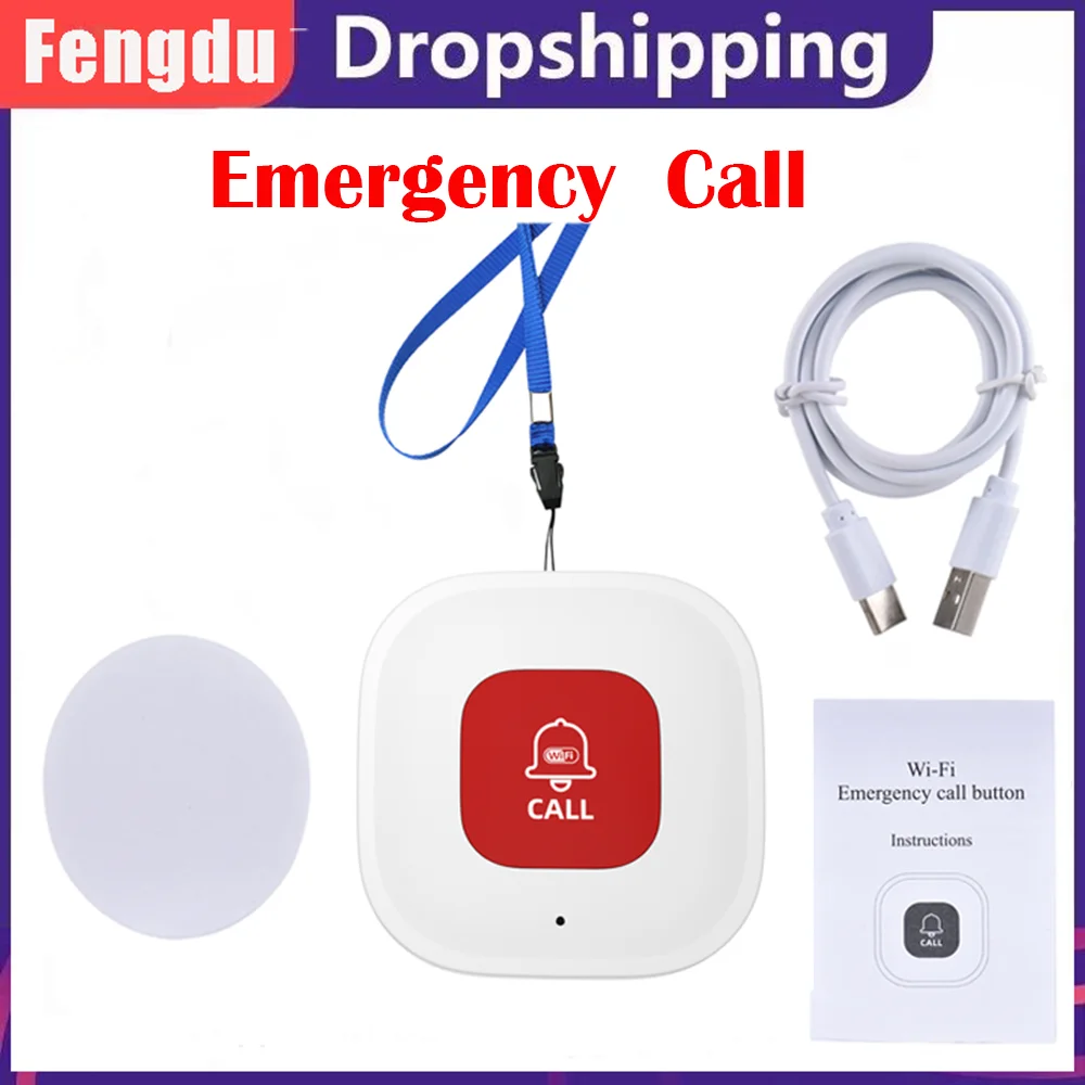 Tuya WiFi Smart SOS Call Button Wireless Caregiver Pager Phone Alert Emergency Call Button for the Elderly and Children