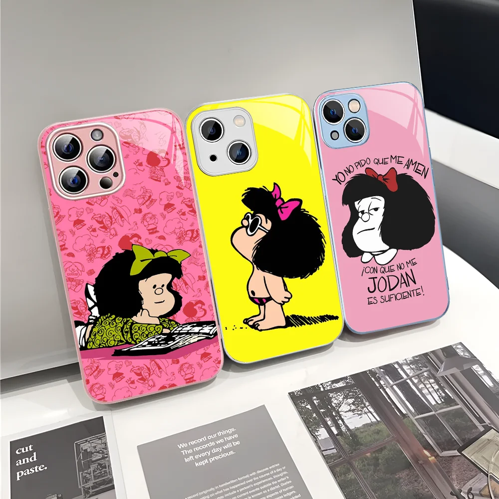 

Mafalda Cartoon Phone Case Tempered Glass For Iphone 14 13 12 11 Pro Mini XS MAX 14Plus X XS XR Cover