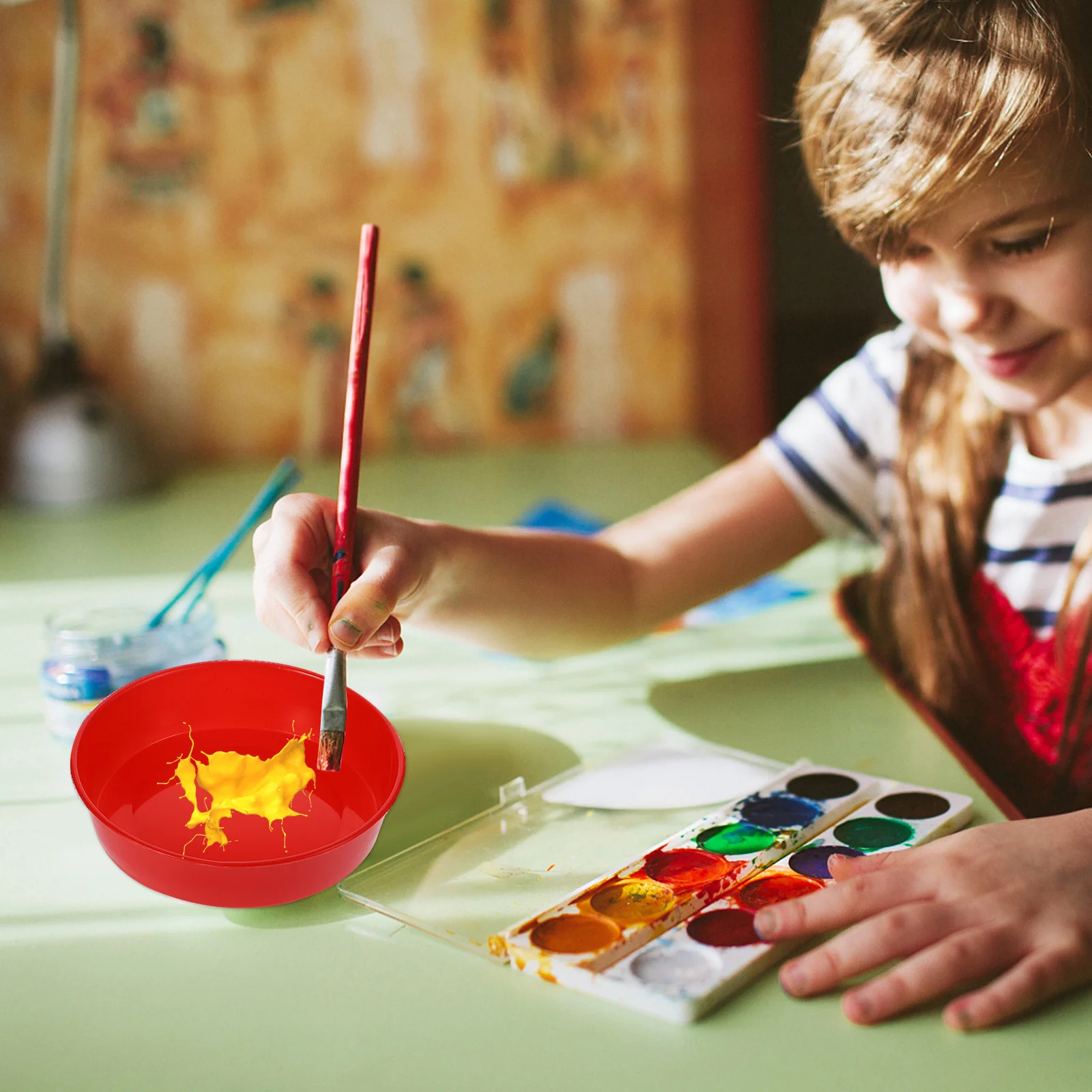 

1Set Plastic Pallets DIY Art Painting Board Color Mixing Board Easy Carry Storage for Preschool Kindergarten Paint Trays