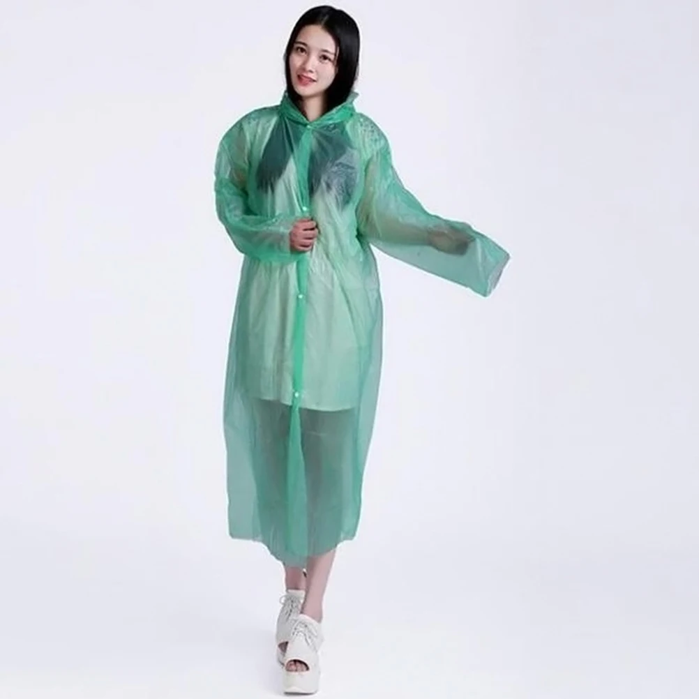 

2pcs Four Button Raincoat Adult Waterproof Windproof Hood Extra Thick Portable Rain Poncho Camping Hiking Outdoor Travel