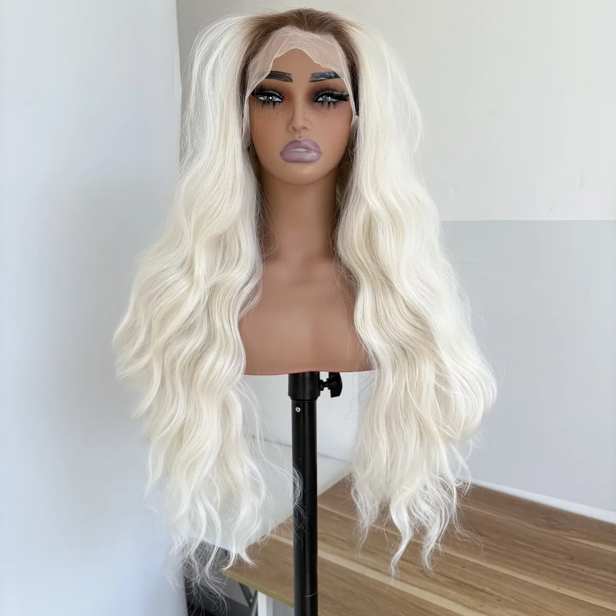 

Lace Front Wigs Ombre Blonde Long Wavy Heat Resistant Synthetic Hair