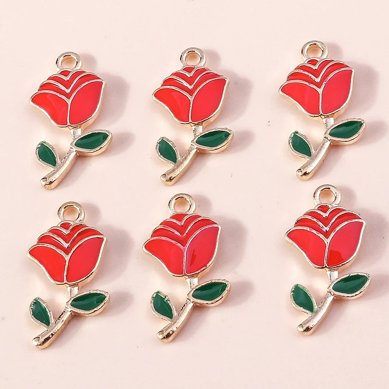 20 Stück niedliche, bunte Emaille-Anhänger in Form von Herzen und Blumen zum Basteln von Schmuck, Ohrringen, Halsketten und Armbändern – ideal für DIY-Bastelprojekte. – Detail 29