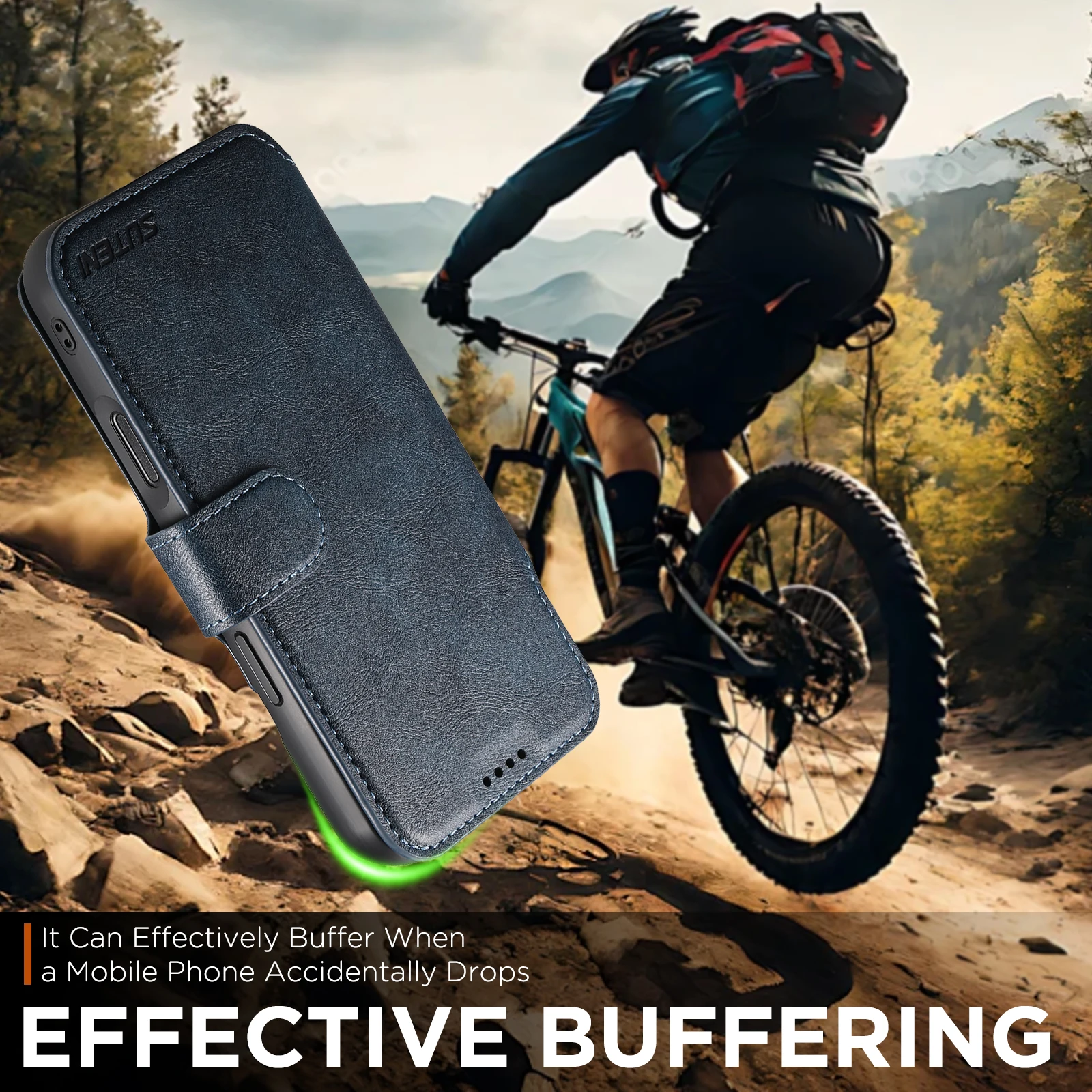 SUTENI Kunstleder Kabelloses Ladegerät Kartenhalter Ständer Brieftasche Magnetische Klapphülle Handyhülle für iPhone 18 Pro Max 17 16 15 14 – Detail 37