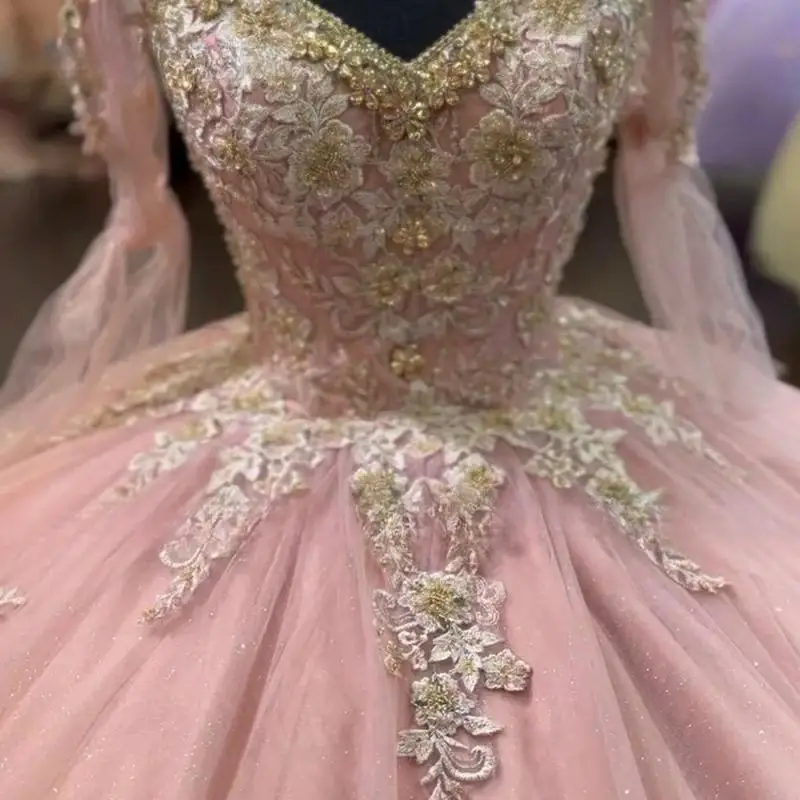 Personalizado nuevo en vestido de quinceañera rosa vestido de baile princesa dulce 15 vestido de fiesta de cumpleaños flor tren largo sin espalda desfile Miss