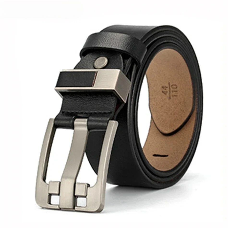 

Black Pin Belt Buckle Men Genuine Leather New Metal Buckle Belt Male Vintage Designer Real Cowhide Leather Jeans Belts Brown