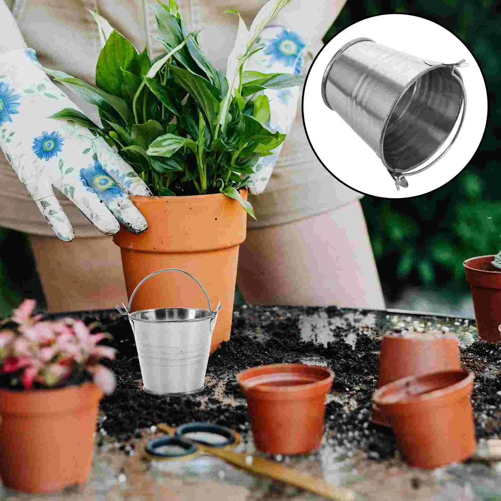 4 Pcs Mini Bucket Container House Hanging Basket Vertical Garden Flower Pot Pots for Plants Drum Child