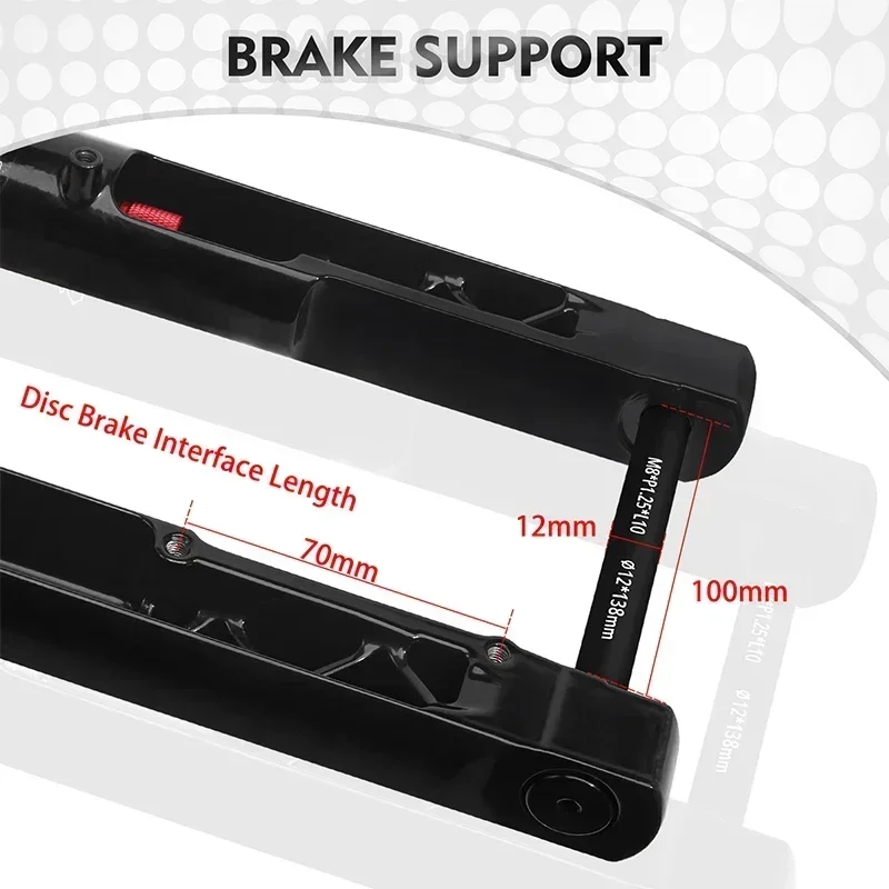 BUCKLOS Gravel Bike Suspension Fork 700C Bicycle Air Suspension Fork 12*100mm Road Bike Tapered Fork Travel 40mm Bicycle Parts