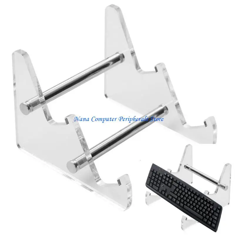 F68C 3 Tiers Display Keyboard Holder Transparent Acrylic Keyboard Stand for Computer Mechanical Keyboard Rack Storage