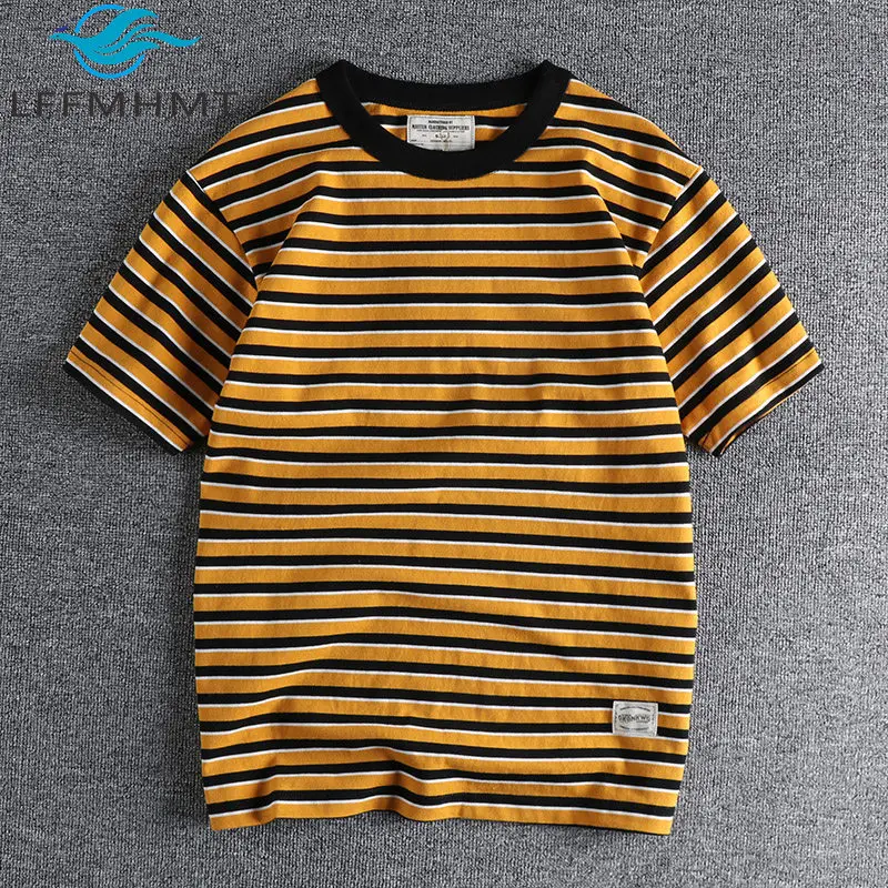 Summer Fashion Classical Striped T-shirt for Men Good Quality Cotton Fabric Soft Comfortable Navy Style Pullover Tees Male