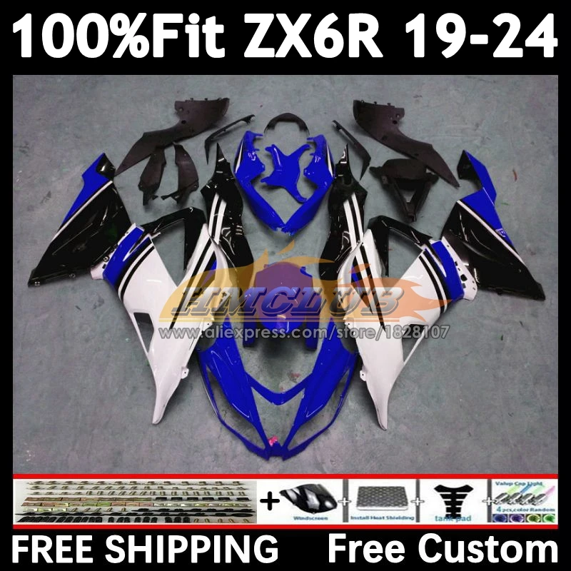 Body For KAWASAKI NINJA ZX-6R 2019 2020 2021 2022 2023 2024 160No.81 ZX blue white 636 6R ZX636 ZX6R 19 20 21 22 23 24 Fairing