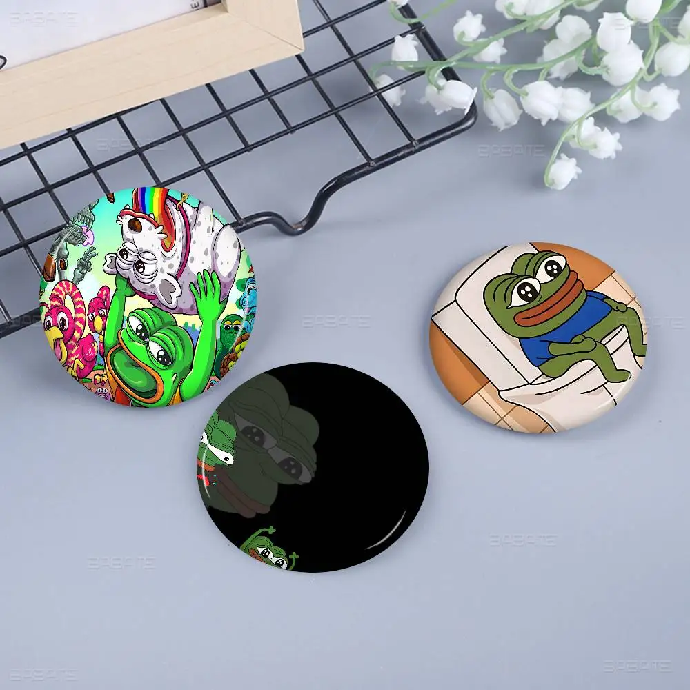 S-Sad F-Frog Meme Round Button Pins Slogan Creative Brooches Backpack Clothes Decoration Fashion Cartoon Jewelry Gifts