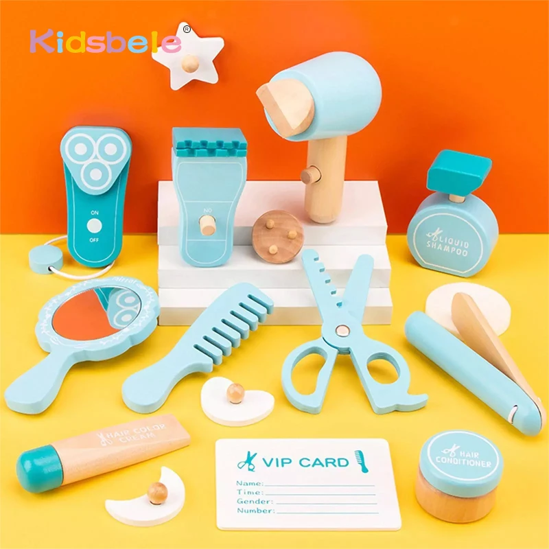 18x Kids Beauty Pretend Play Barber Toolbox Hairdresser Toys Hair Styling Set Makeup Toy for Toddlers Kids' Pretend Play