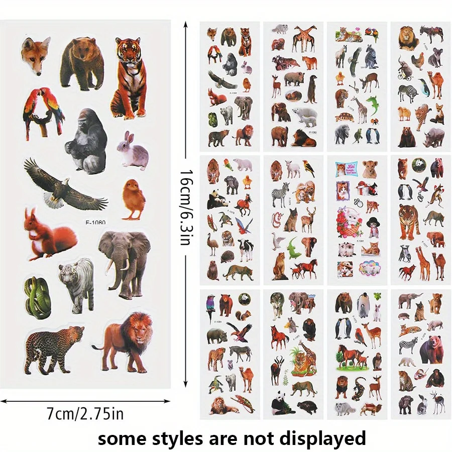 10pcs Realistic Animal Bubble Stickers | Multi-Surface Decor for Laptop, Phone & Scrapbook ZSY