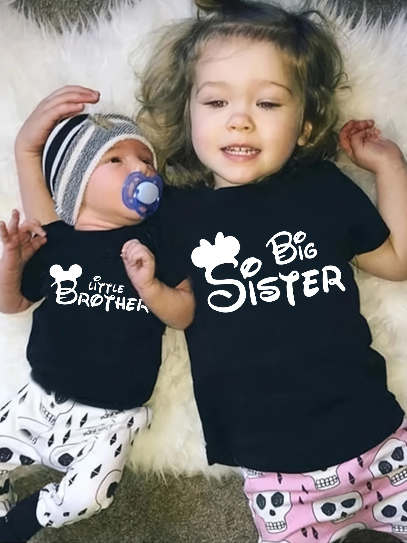 Child Outfits Sibling Outfits Summer Baby Boy Romper Girl's T-Shirt Little Brother/Big Sister Letter Series Print T-Shirts Tops