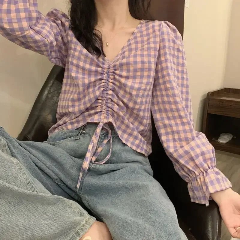 

Blouse Women Elegant Japanese Style Sweet Butterfly-sleeve V-neck Sexy Shirring Various Colors Kawaii Summer All-match Popular