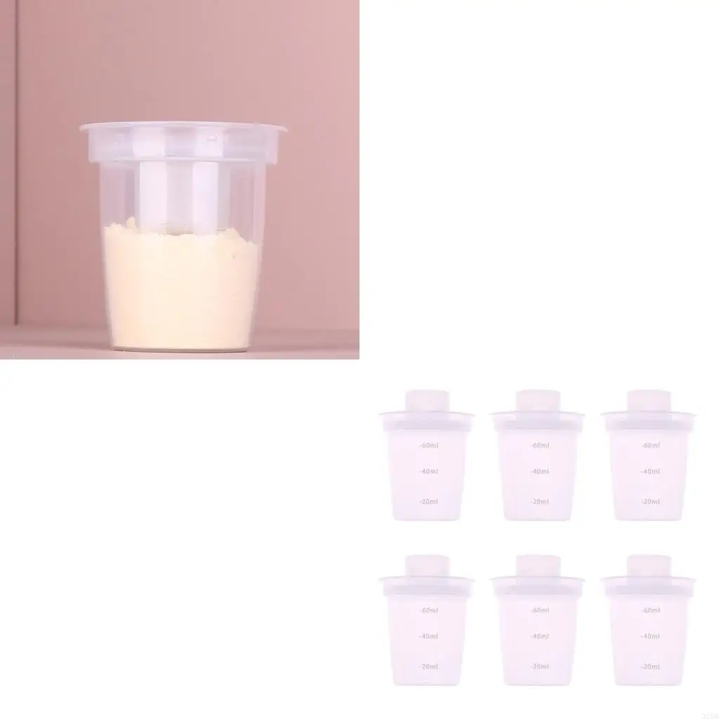 

6Pcs Travel Ready Spill Resistant Formula Dispenser Set Secure Lid Design Milk Box 60ml for Convenient Baby Feeding