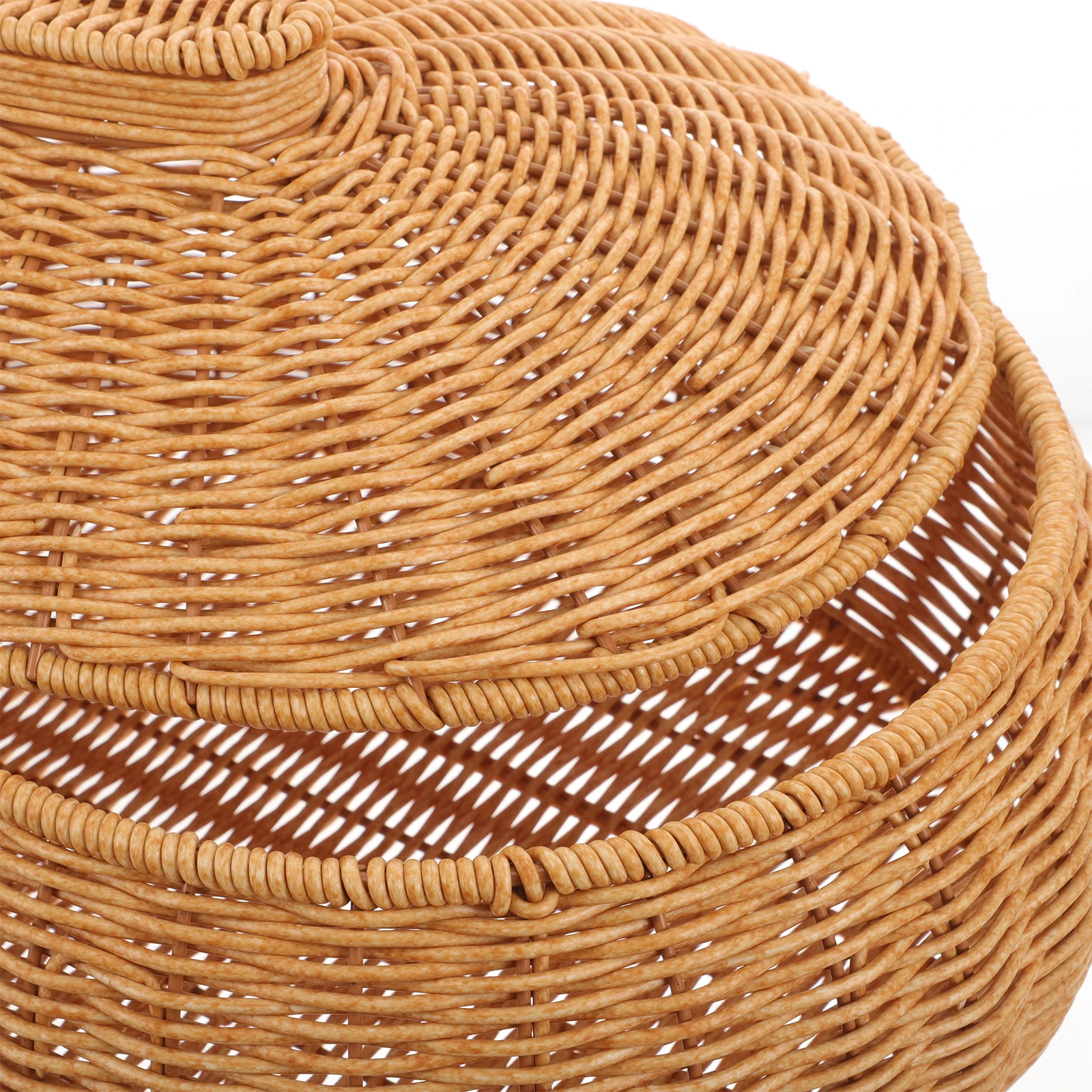 

H made Woven Fruit Storage Basket Lid Brown Multi functional Baskets for Kitchen Bedroom Living Room Bathroom Dinning Room