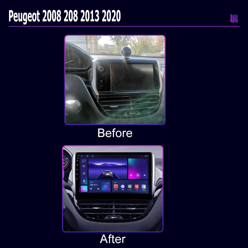 roadivox Android car radio for Peugeot 2008 208 2013 2020 GPS Navigation video screen Multimedia Player tape recorder carplay