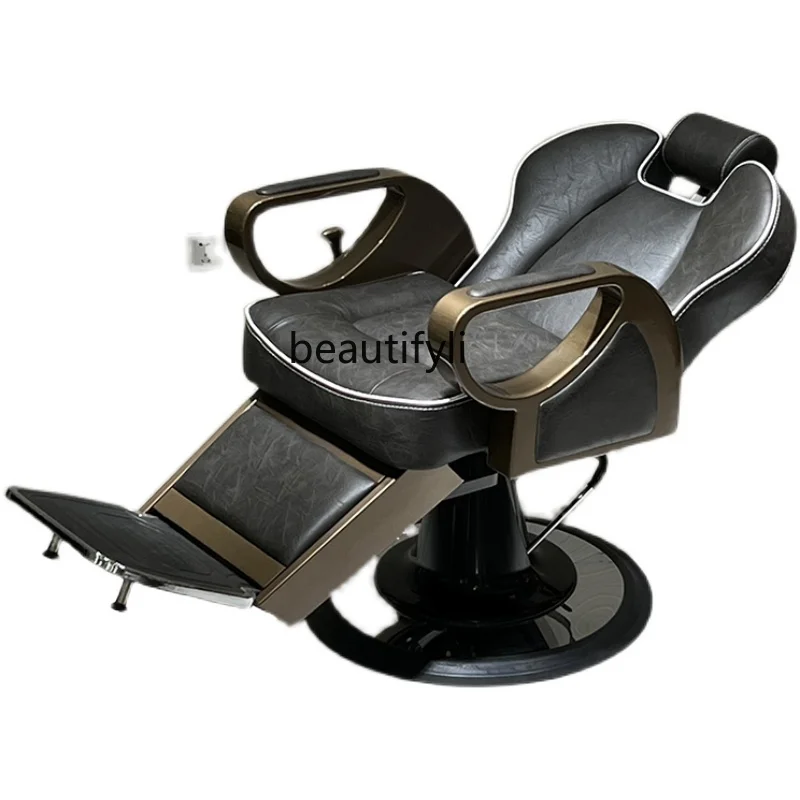 

Retro Hair Chair Can Be Put down and Can Be Lifted for Hair Salon Hair Men's Shaving Oil Head Large Chair