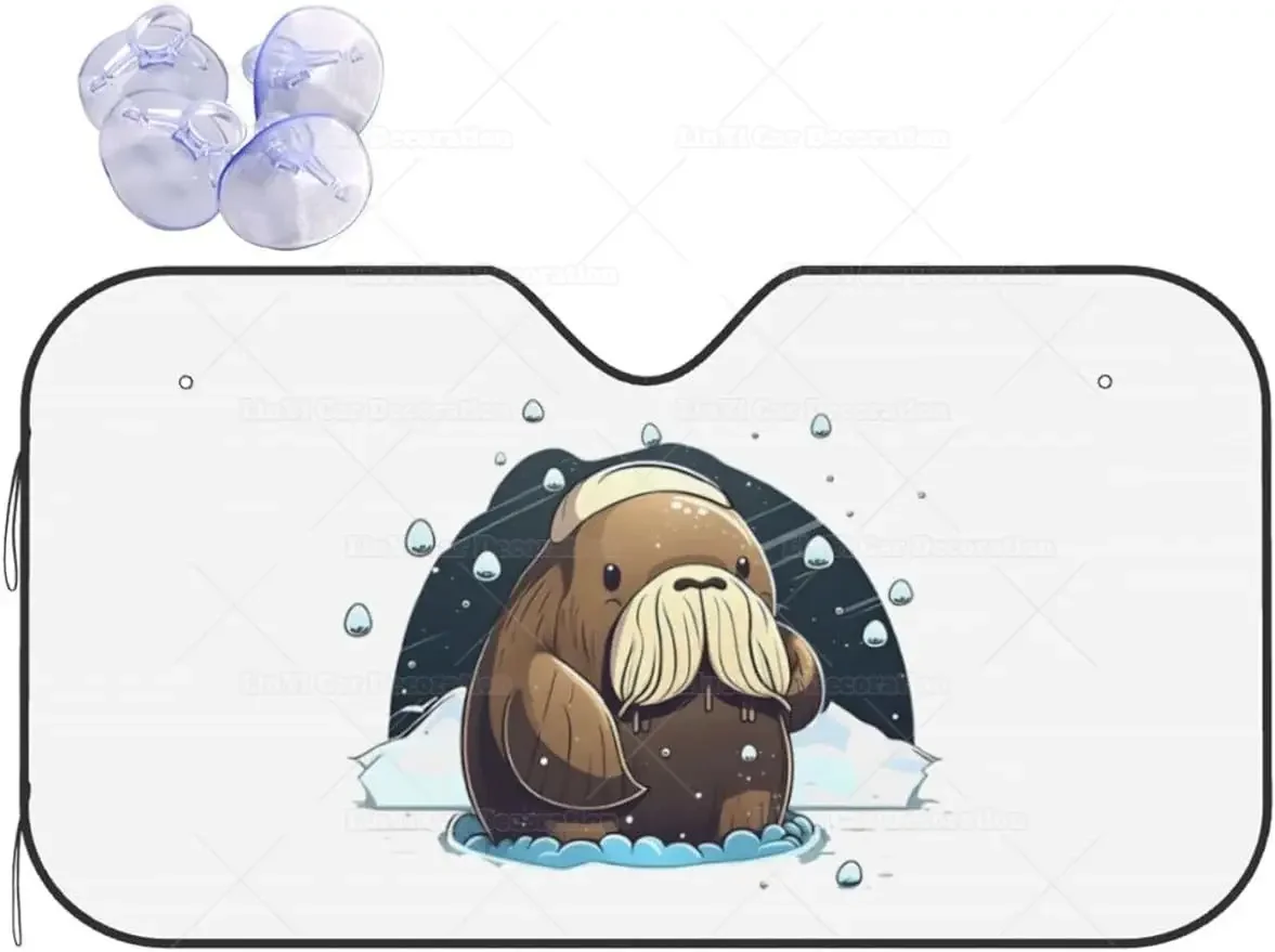 

Car Sunshade Front Windshield Walrus Sun Shade Durable Visor for Heat Protection Block Uv Rays Sun Visor Shield Cover for Car