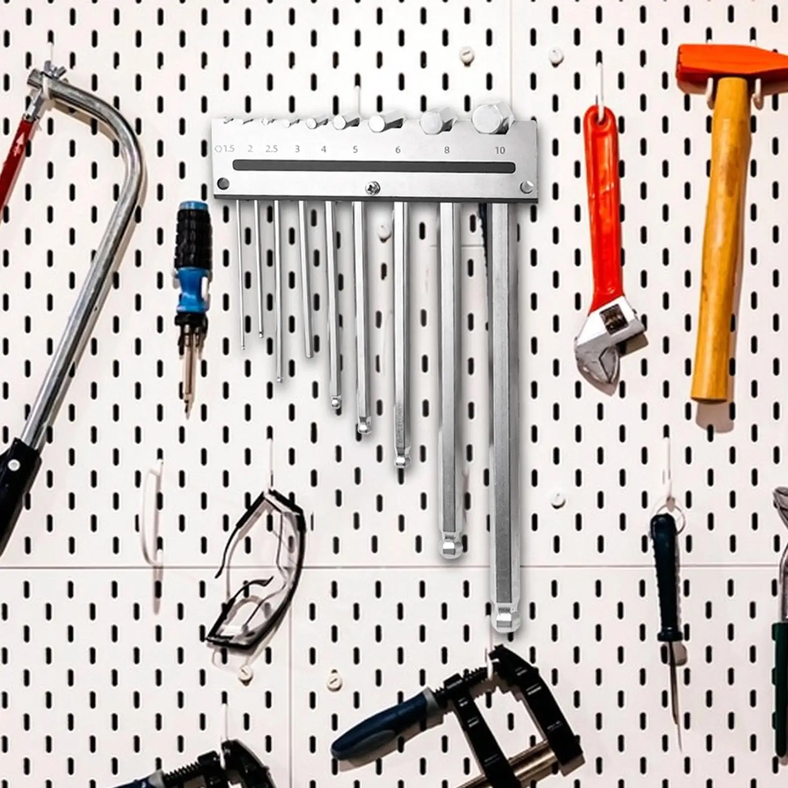 Держатель для шестигранных ключей, винтовая монтажная стойка, вмещает 9 инструментов, подставка для шестигранного L-образного ключа для настольного электрика, плотника, производство профессионалов