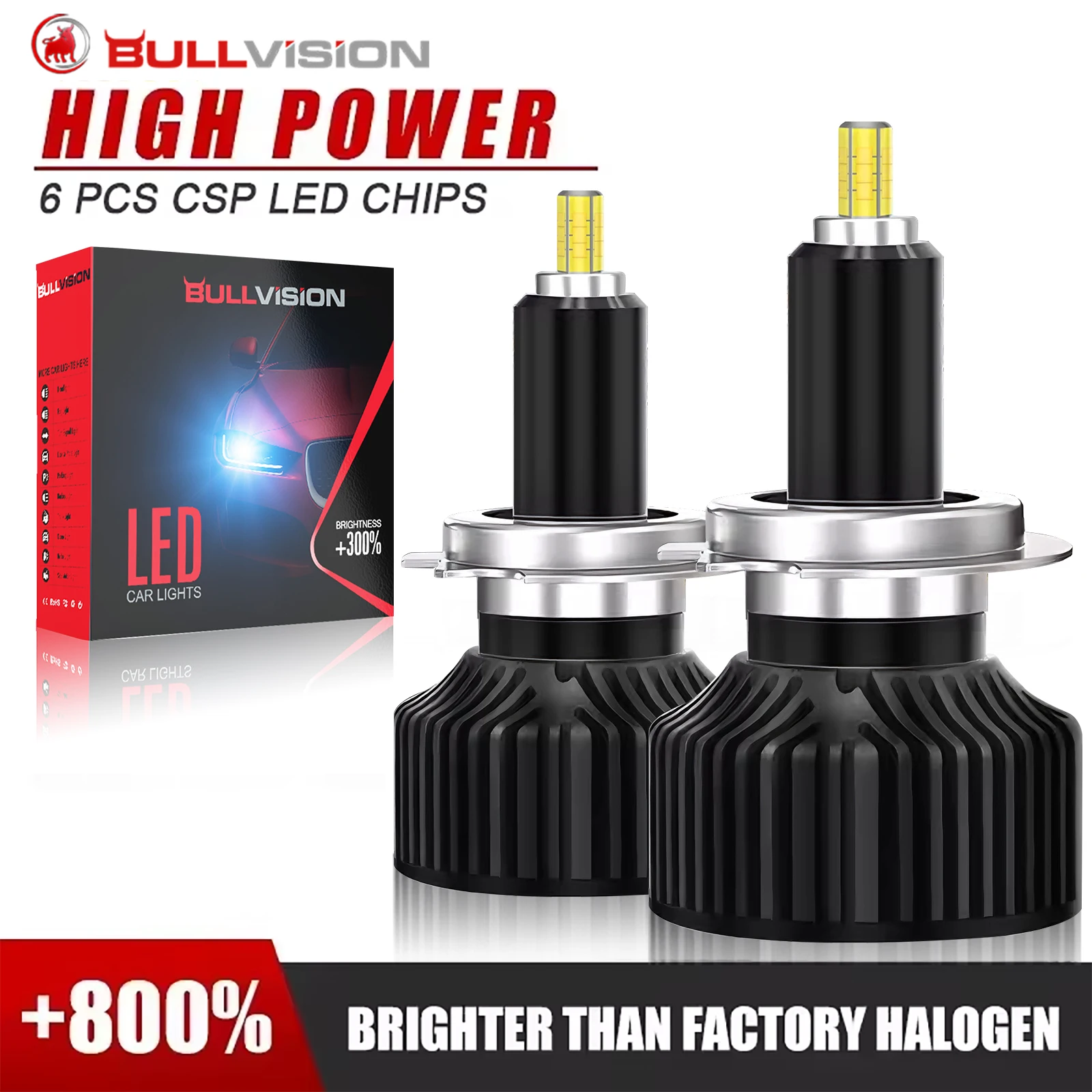 360 h7 led canbus farol 30000lm csp chip led h4 h1 h11 9005 9006 hb3 hb4 9012 hi2 300w 6000k ptf lâmpada de gelo turbo luz nevoeiro