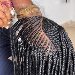 Synthetische geflochtene Perücke Spitze frontal geflochtene Perücke 36 Zoll Cornrow Zöpfe Perücke mit Baby Haar Seitenteil geflochtene Perücken für schwarze Frauen