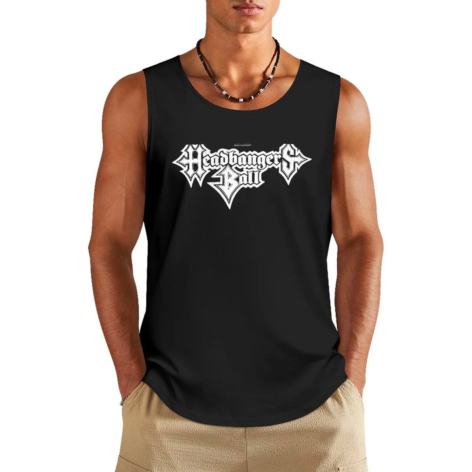 

MTV Headbangers Ball Metal Text Logo Tank Top sleeveless man shirts summer Men's tops sleeveless Men's t-shirts
