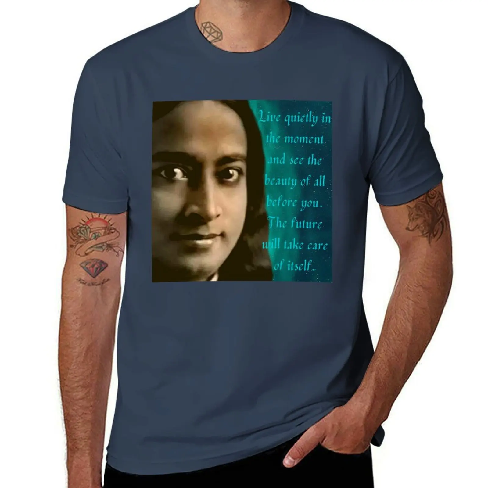 

Paramahansa Yogananda Photo and Quote. T-Shirt anime t shirts oversize t shirt custom print cotton t shirt pack T-Shirt