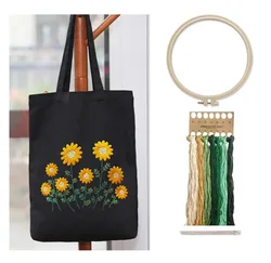Embroidery Starter Kit for Adults, Canvas Tote Bag, Arts and Crafts Supplies, Beginners with Pattern, Best Gifts