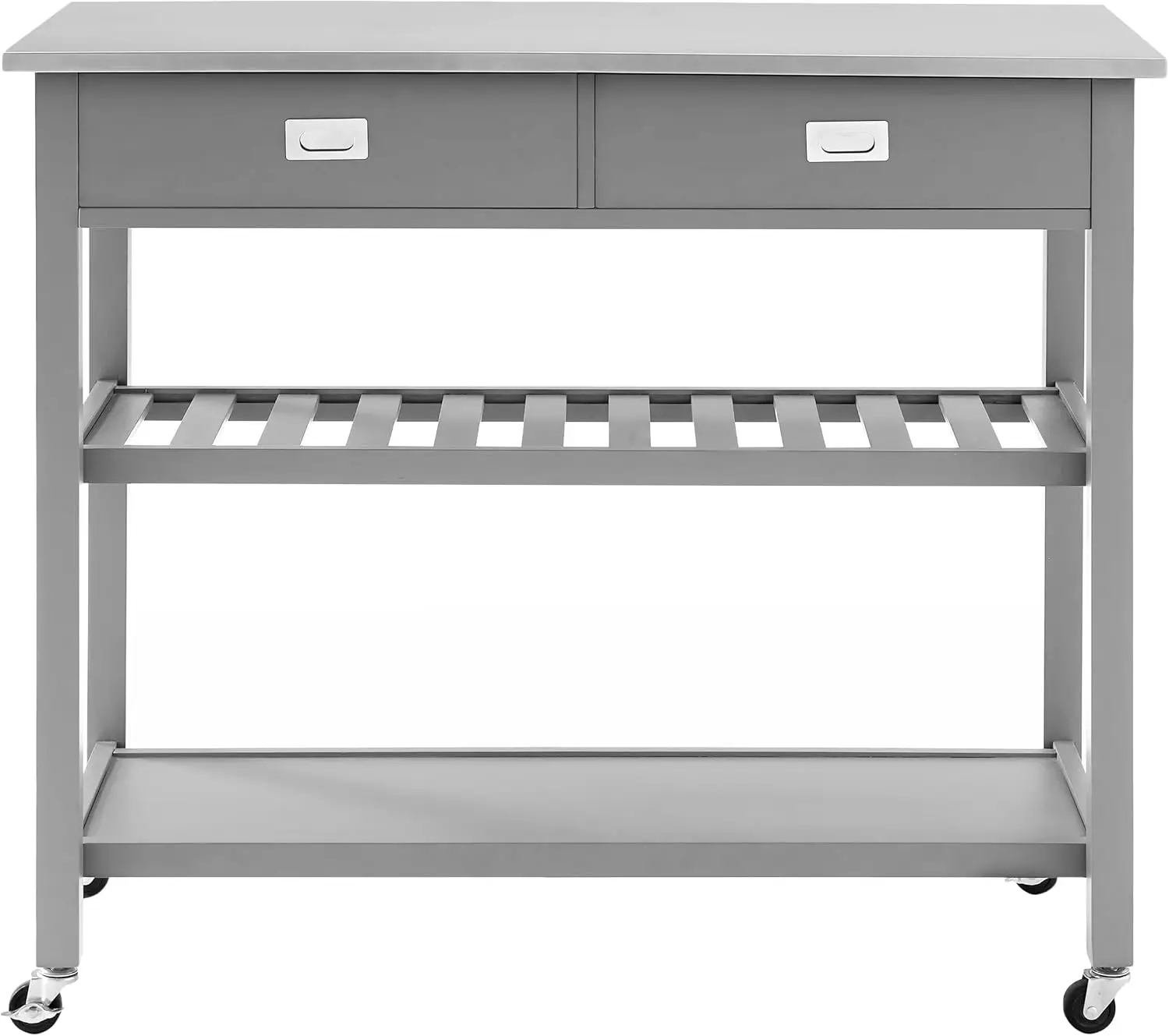 Chloe Kitchen Cart with Stainless Steel Top, Gray