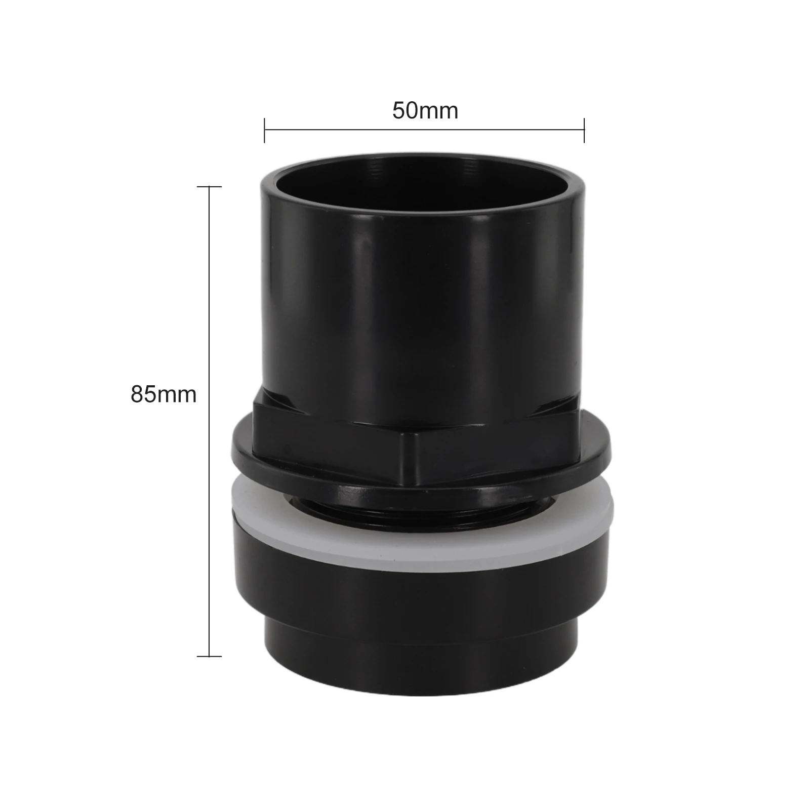Aquarium and For Fish Pond Threaded Tank Connector with Nut PVC Weld Connector for Filter Pipe and Tank Wall Installations