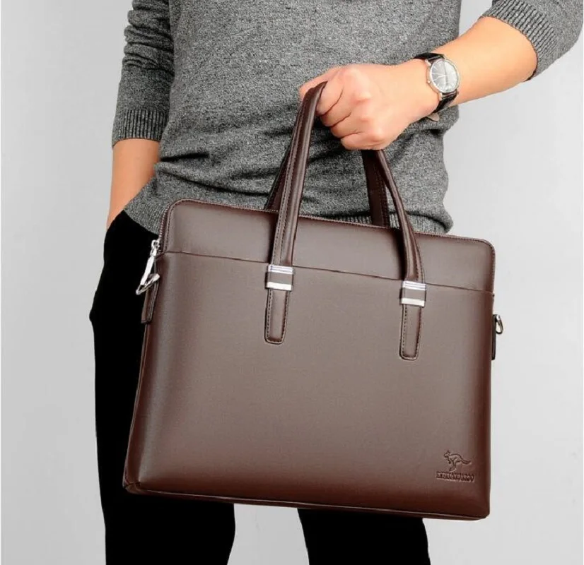 New Fashion High Quality Leather Briefcase Men's Large Capacity Shoulder Bags Business Handbag Notebook Crossbody Bag Totes