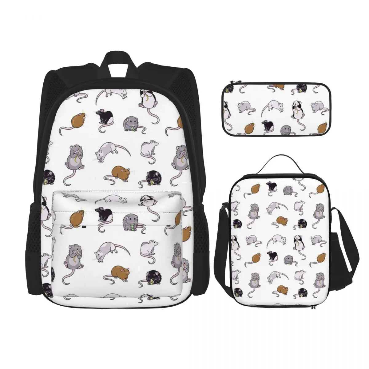 

Rats, Rats, Rats Backpacks Boys Girls Bookbag Students School Bags Cartoon Kids Rucksack Lunch Bag Pen Bag Three-Piece Set