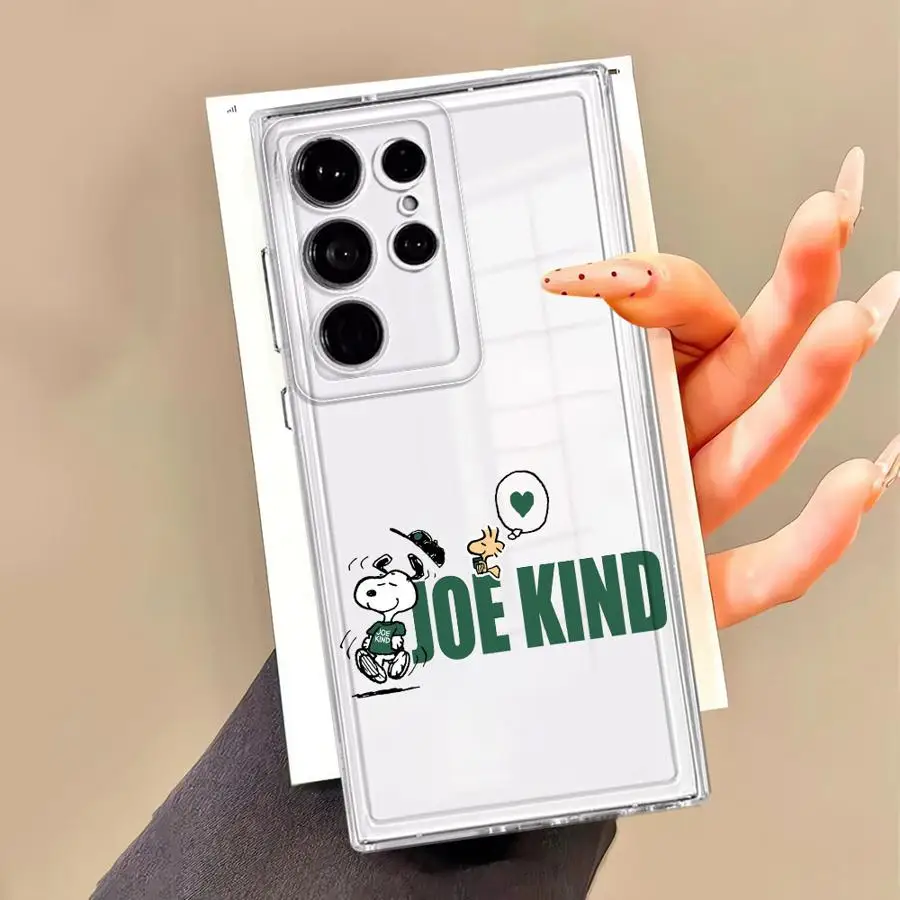 حافظة شفافة لهاتف سامسونج جالاكسي S23 S25 Ultra S21 S10 Plus S24 FE S22 S20 نوت 10 20 كارتون لطيف للغاية S-Snoopy #3