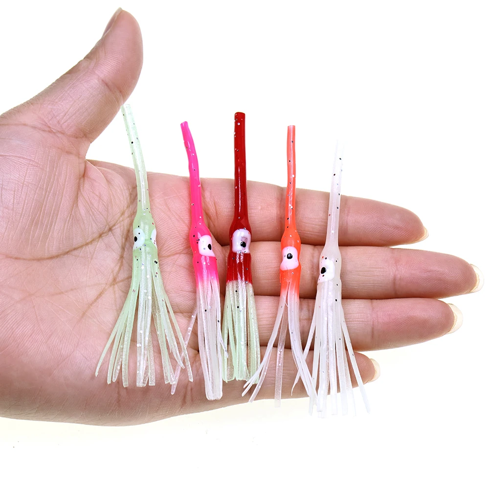 20 Stück 8,5cm/1g Langmaul-Soft-Squid-Röcke, leuchtende Oktopus-Köder für Sabiki-Rigs, Salzwasser-Kabura-Angeljigs – Detail 5