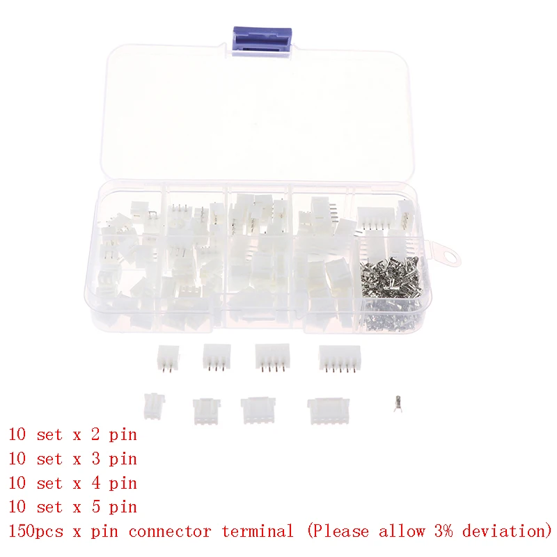 1Box JST-XH Kit 2/3/4/5Pin XH2.54MM Terminal Housing PCB Header Wire Connectors