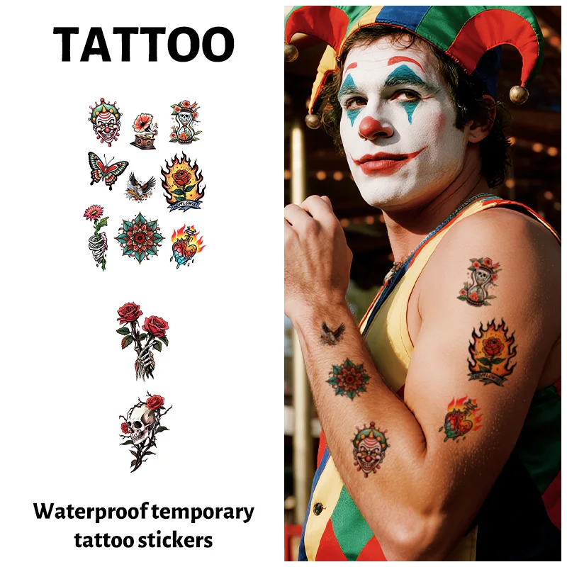 

Carnival Skull Temporary Tattoo Sticker, Long-lasting and Waterproof, Realistic Fake Tattoos for Man or Women, For Arm, Face