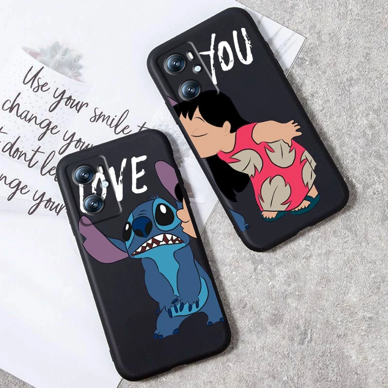 Disney Luxury Lovely Stitch For OPPO Find X6 X5 X3 A54S A5 A94 A16 A53S A57 A74 A72 A98 A78 A96 A9 5G Black TPU Phone Case