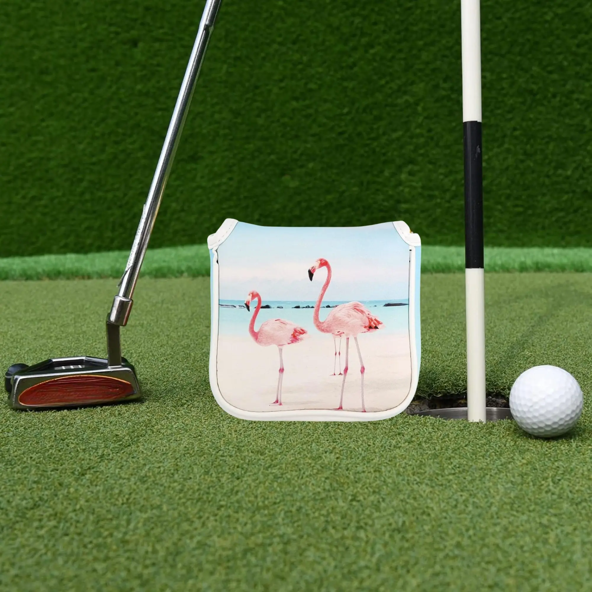 Big Crazy Golf Club Covers Funny Golf Head Covers Yeti Flamingo Mallet Headcover with Magnetic Sealing Golf Club Head Covers view 2